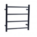 Aqua Matte Black Round 4 Bars Heated Towel Rail
